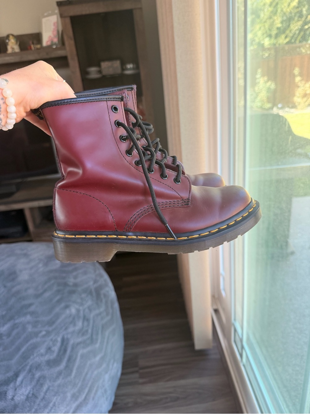 Dr. Martens Burgundy Lace-Up Combat Boots